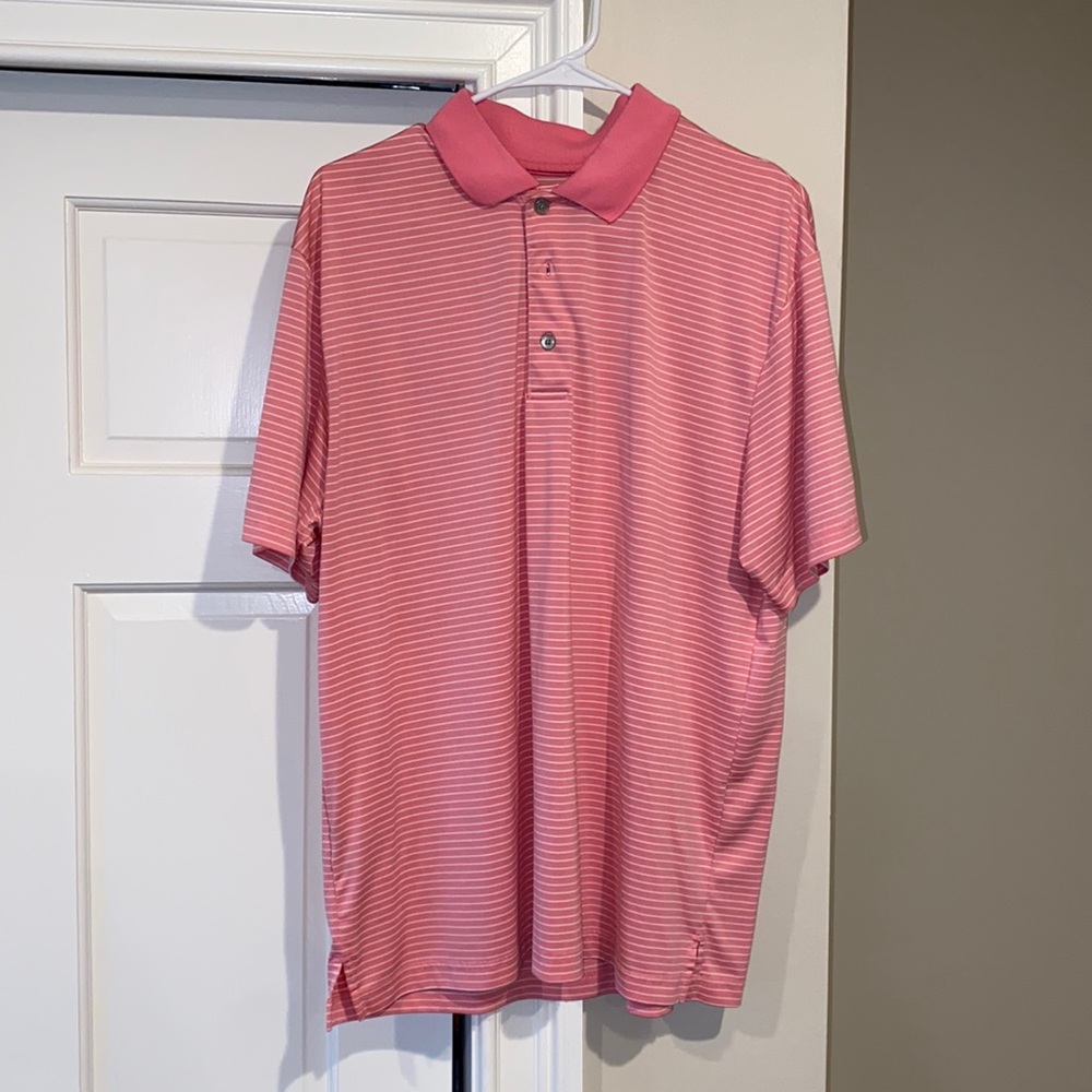 PGA tour pink stripe polo shirt